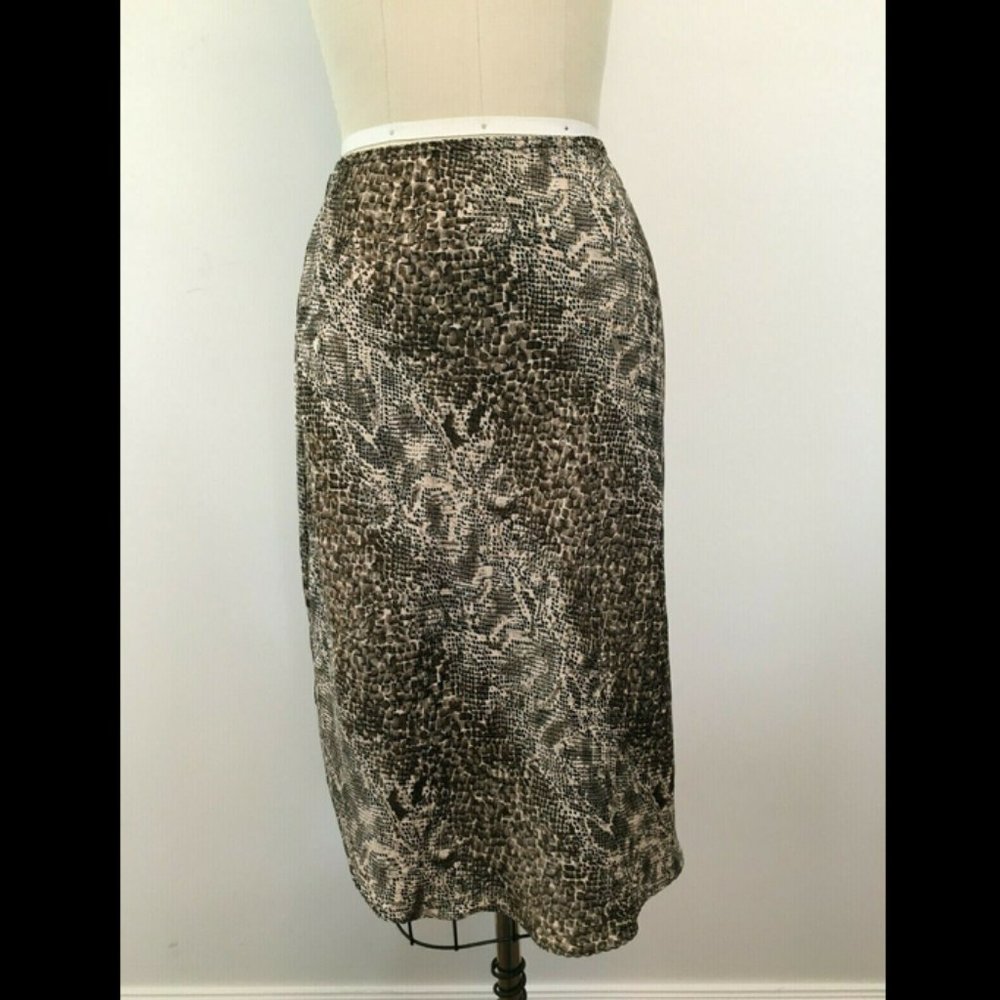 90s Snakeskin Print Asymmetric Slip Skirt SZ 4/6